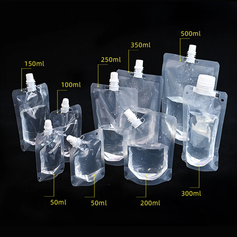 StoBag Large Drinking Packaging Bags Handle Plastic for Beer Juice Beverage Sealed Stand Up Storage Reusable Liquid Pouches Logo