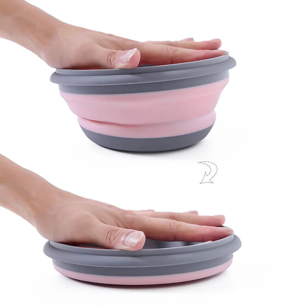 Portable Folding Lunch Box Bowl Sets Silicone 3Pcs/Set Food Container Outdoor Camping Tableware Set Foldable Salad Bowl with Lid