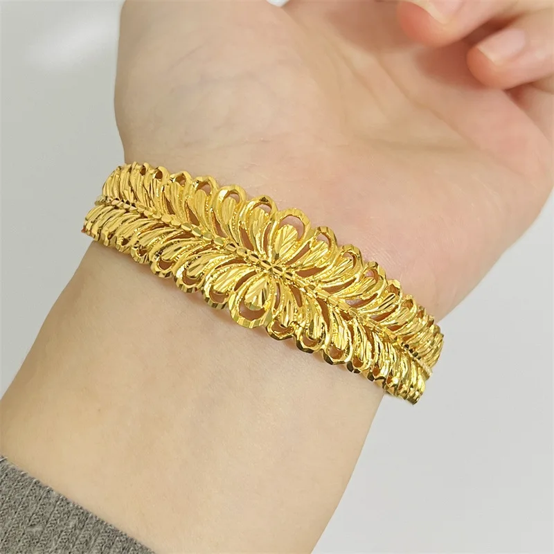 Dynar Jewelry   9999 24K Real Gold Phoenix Tail Women’s Bracelet Open Bracelet Fashion Accessory Unique and Versatile
