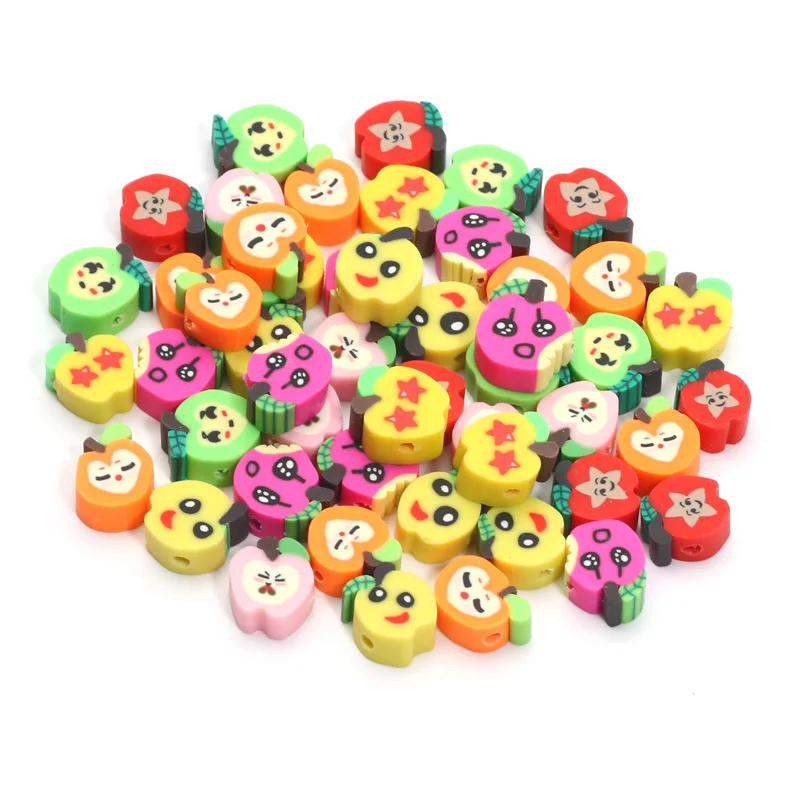 7-11MM Polymer Clay Beads Mixed Colored Cute Fruit Shapes Loose Space Beads For Jewelry Making DIY Jewelry Beads Accessories