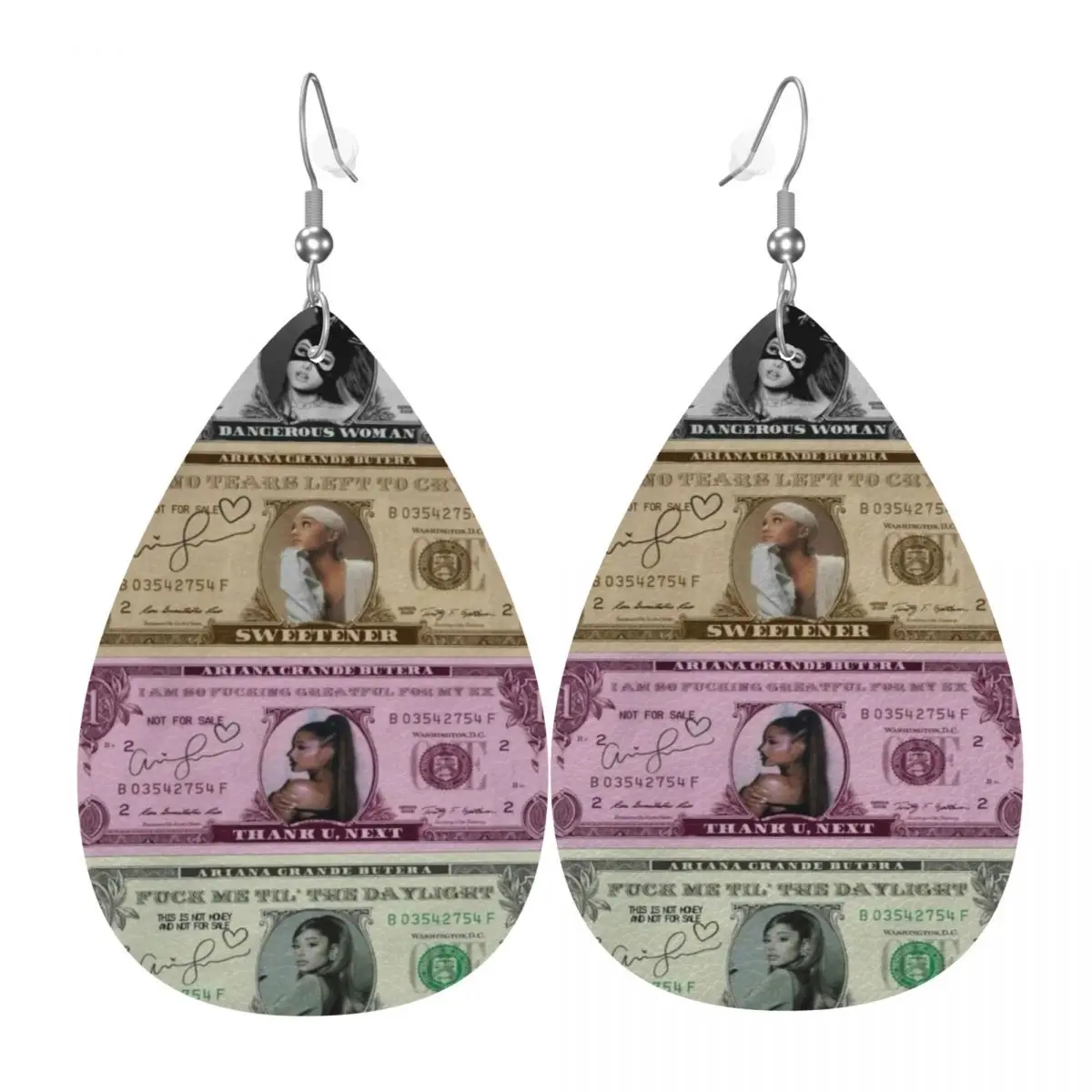 Custom G-Grande A-Ariana Leather Teardrop Earrings Fashion For Women America Pop Singer Jewelry Accessories For Valentine's Day