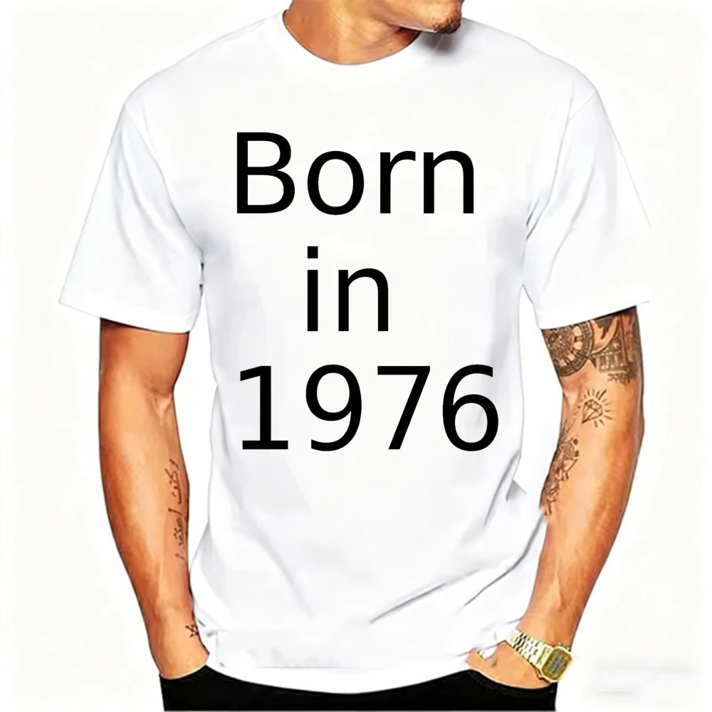 By Item Preview Born in 1976 T-shirt Designed and Vintage Classic Fashion Streetwear Crewneck Short-sleev All-match T-shirts