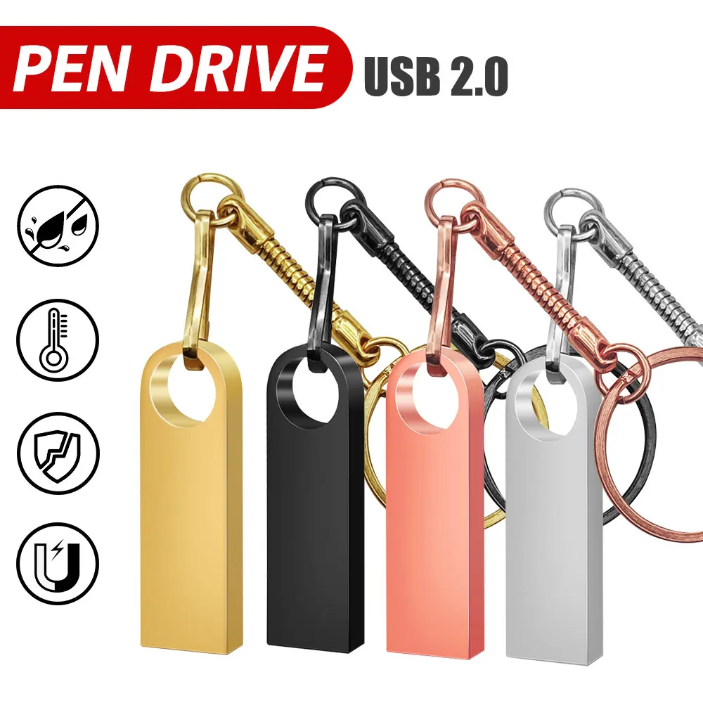 100PCS Free Custom LOGO USB Flash Drive 2GB 4GB 8GB 2.0 High Speed Pen Drive 16GB 32GB 64GB Pendrive metal usb sticks with key