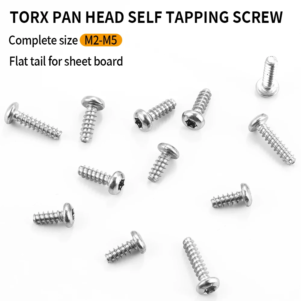 10-50pcs Torx Pan Head Tapping Screw for Plastic M2 M2.3 M2.6 M3 M3.5 M4 M5 Stainless Steel Round Six Lobe Self Tapping Screw