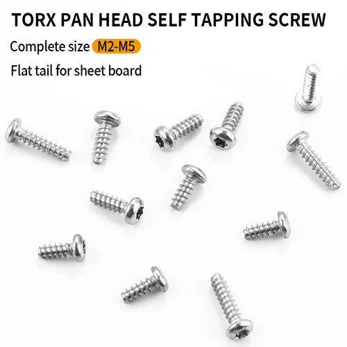 Imagen 2 del producto 10-50 Uds tornillo de rosca Torx de cabeza plana para plástico M2 M2.3 M2.6 M3 M3.5 M4 M5 tornillo autorroscante redondo de seis lóbulos de acero inoxidable