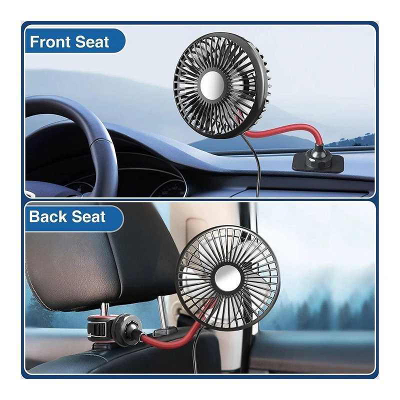 1 PCS USB Portable Fan For Car Backseat Fan 360Degree 3 Speeds Strong Wind 5V Fan With Adjustable Clip Electric Car Seat Fan