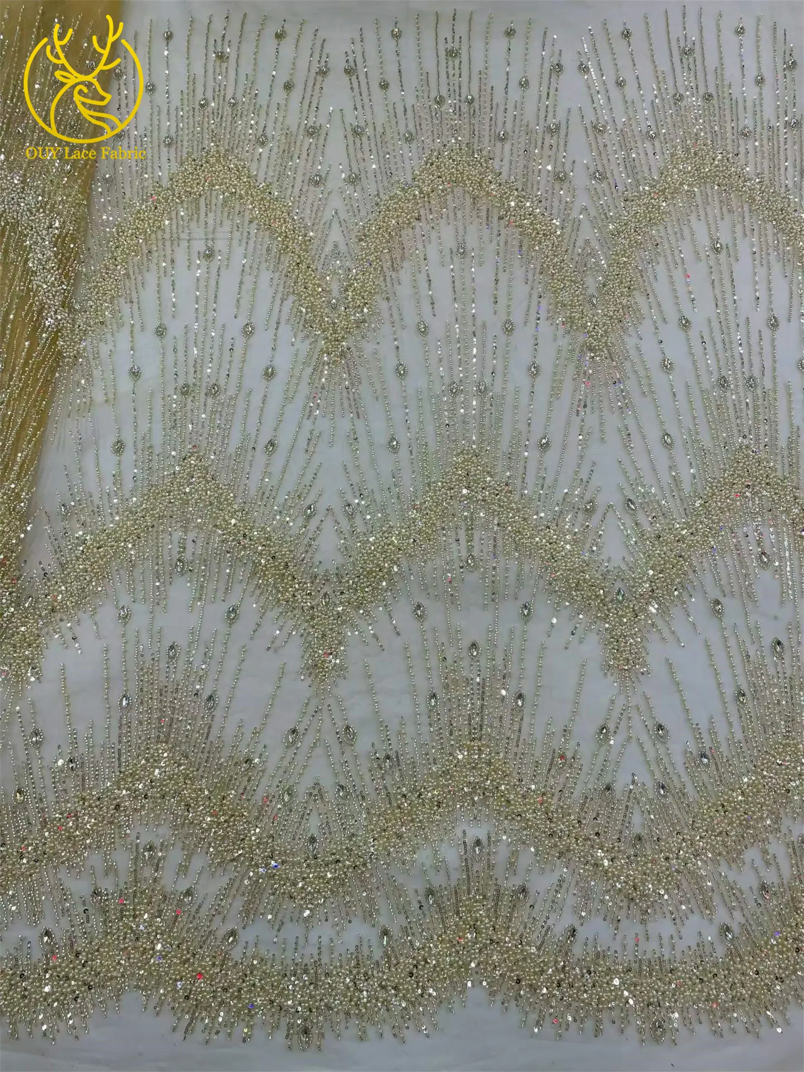 Rosa Hochzeitskleid, afrikanischer Pailletten-Spitzenstoff, 5 Yards, neuer französischer Stein-Pailletten-Tüll-Spitzenstoff für nigerianisches Hochzeitskleid – Detail 10