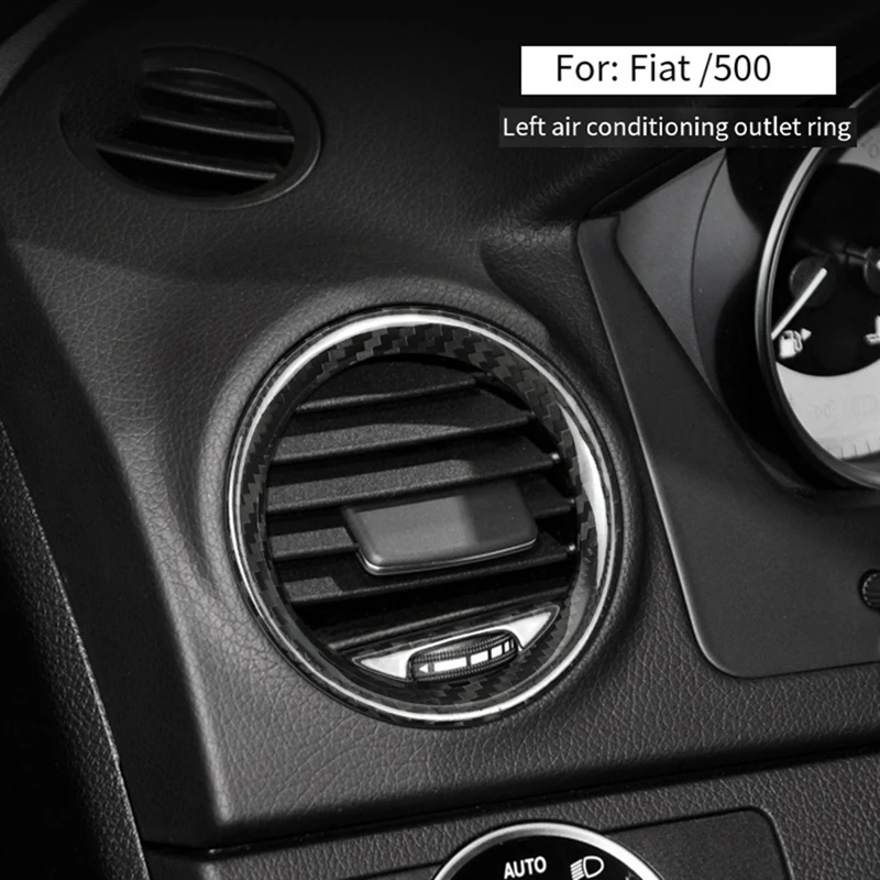 Car Interior Carbon Fiber Air Vent Panel Trim For Fiat 500 Abarth 2012-2019 Parts Air Vent Decorative Frame