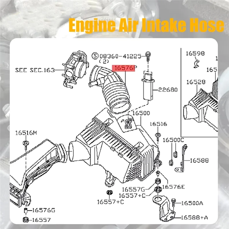 

A11F-165769N00C Engine Air Intake Hose For Nissan MAXIMA A35 VQ35DE 3.5L-6V 2008-2015 165769N00D 165769N00E 696-169