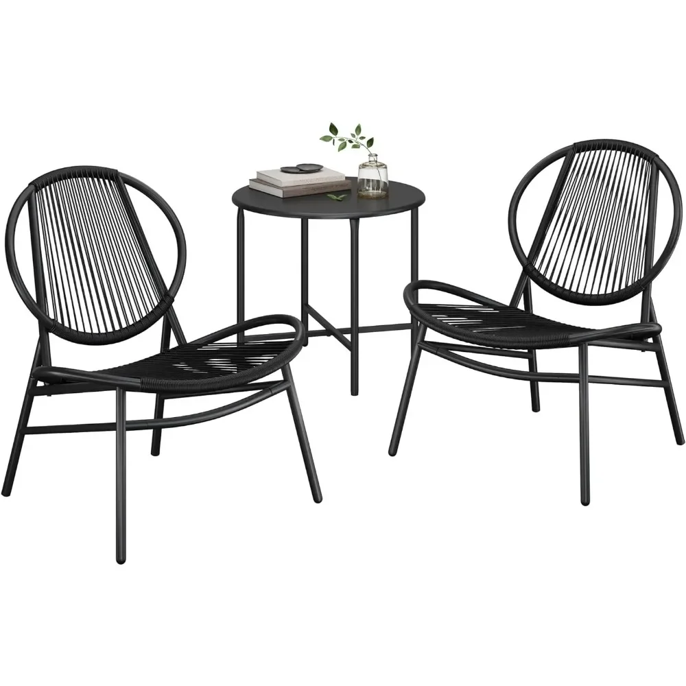 

Patio Furniture Set 3 Pieces, Garden Bistro Set, Acapulco Chairs, Outdoor Seating, Side Table& 2 Chairs, Indoor Conversation Set