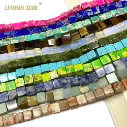Wholesale 8*8mm Square Tiger Eye Turquoises Crystal Jades Natural Cube Stone Beads For Jewelry Making DIY Bracelet Accessories