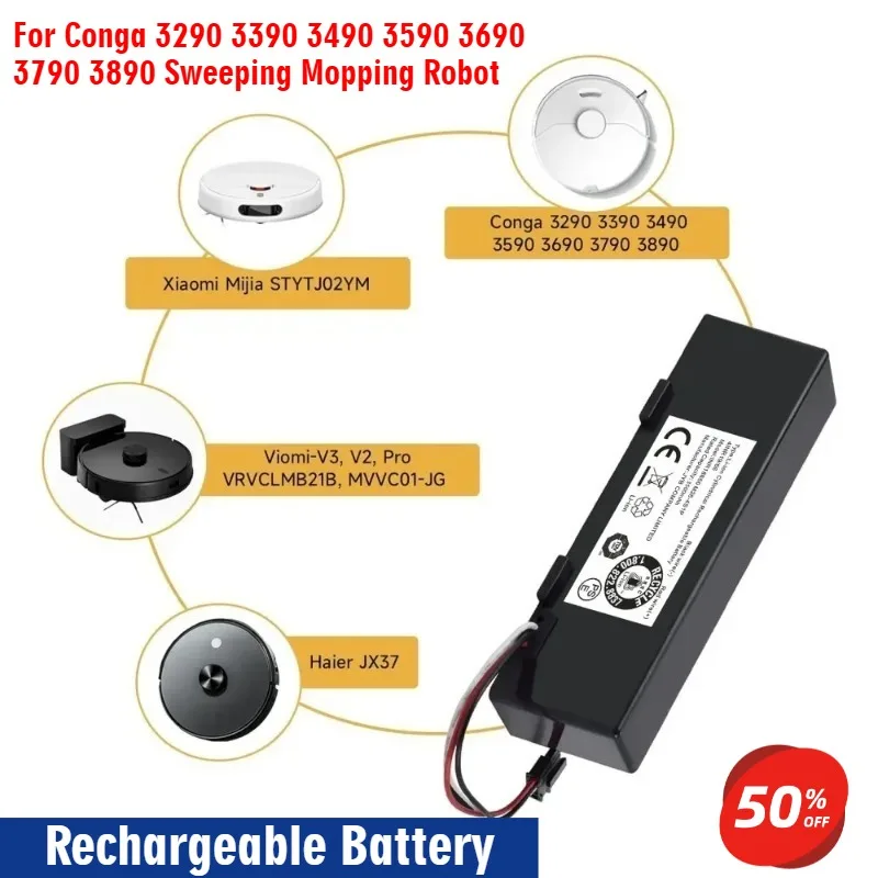 

Rechargeable Battery For Conga 3290 3390 3490 3590 3690 3790 3890 Sweeping Mopping Robot 14.4V Vacuum Cleaner