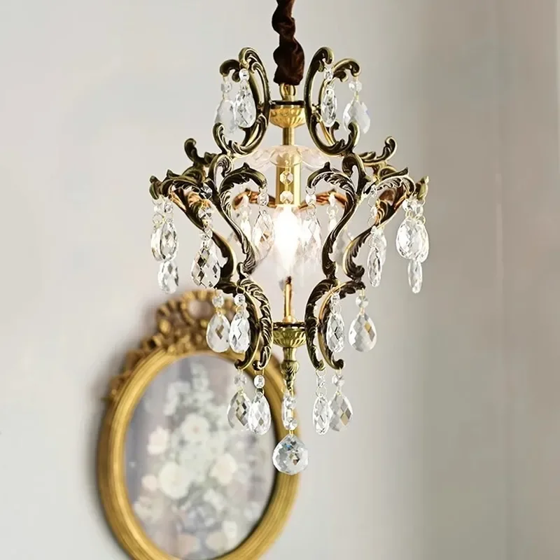 Vintage French Style Copper Chandelier for Dining Room Living Room Entryway American Country Ceiling Light Fixture Home Decor