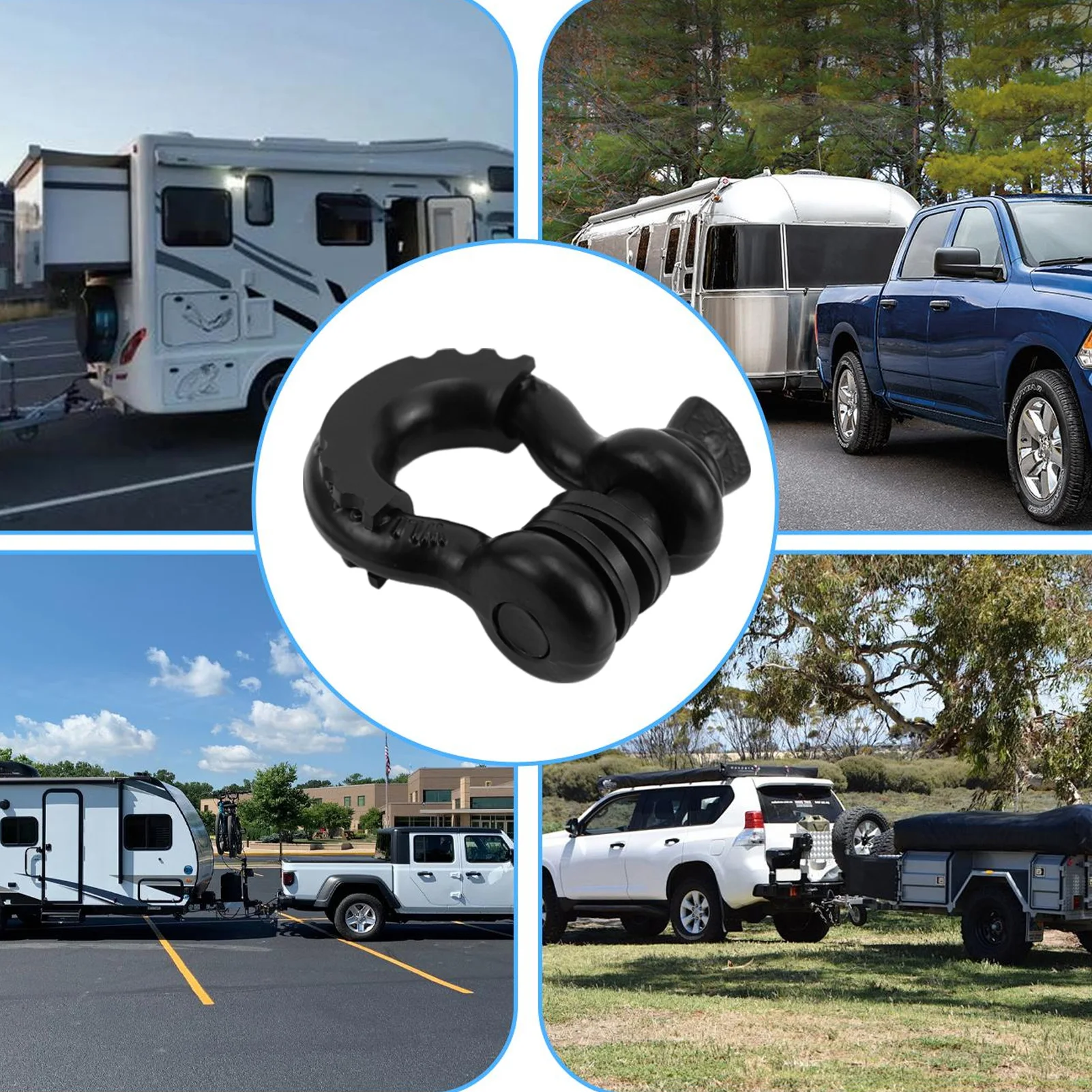 Grillete de recuperación todoterreno, grillete de anillo 3/4 D, correa de remolque de resistencia a la rotura de 41887 libras, arco grande