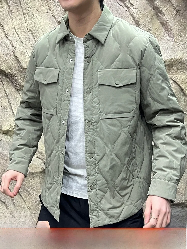 

Warm And Sli Men's down Jaet Lightweight Du down Collar Casual Sle Autumn Winter Coat Polyester Fiber Long Sve