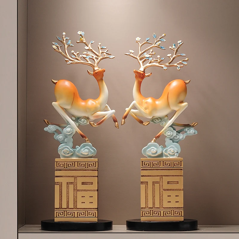 

Скульптура Fulu, украшение для пола, роскошное благоприятное облако, олень, гостиная, вход, ТВ-шкаф, офис, настольная статуя, украшения