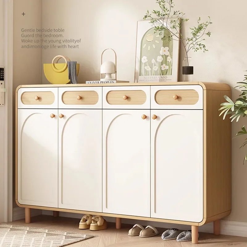 خزائن الأحذية الفاخرة حامل رف تخزين خشبي عرض خزائن الأحذية غرفة المعيشة الأبيض Scarpiera Salvaspazio شرفة الأثاث