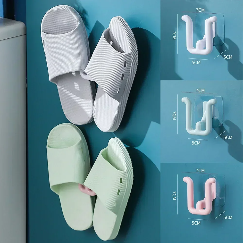 Bathroom Slipper Shelf Non-Punched Bathroom Simple Slippers Hook Wall Mounted Bedroom Neat Shoe Rack Bathroom Hanging