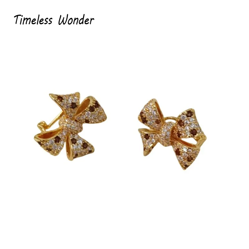 

Timeless Wonder Fancy Zircon Geo Bowknot Button Earrings for Women Designer Jewelry Gift Brincos Trendy Top Mix Rare Gift 3282