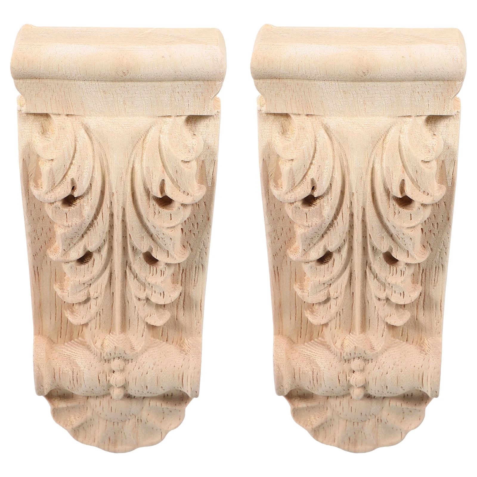 

2 Pcs Hornflower Wooden Roman Column Terrarium Sticker Toppers Decorative Onlays Applique