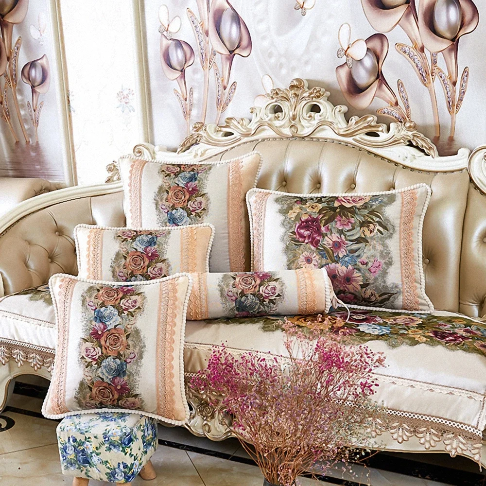 Light Luxury Chenille Jacquard Pillow High-grade embroidered Throw Pillow Living Room Sofa Cushion Bedroom Bedside Back Pillow 0