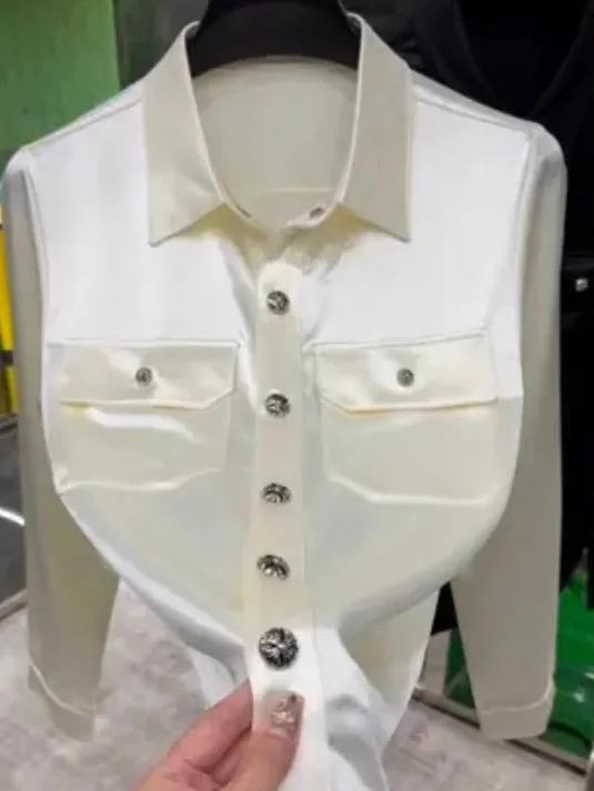 

New Men's irt High Quali Faionable Sli Spring Autumn Seasonal Lightweight Luxury Feel Slim Fit ort Sve Button up