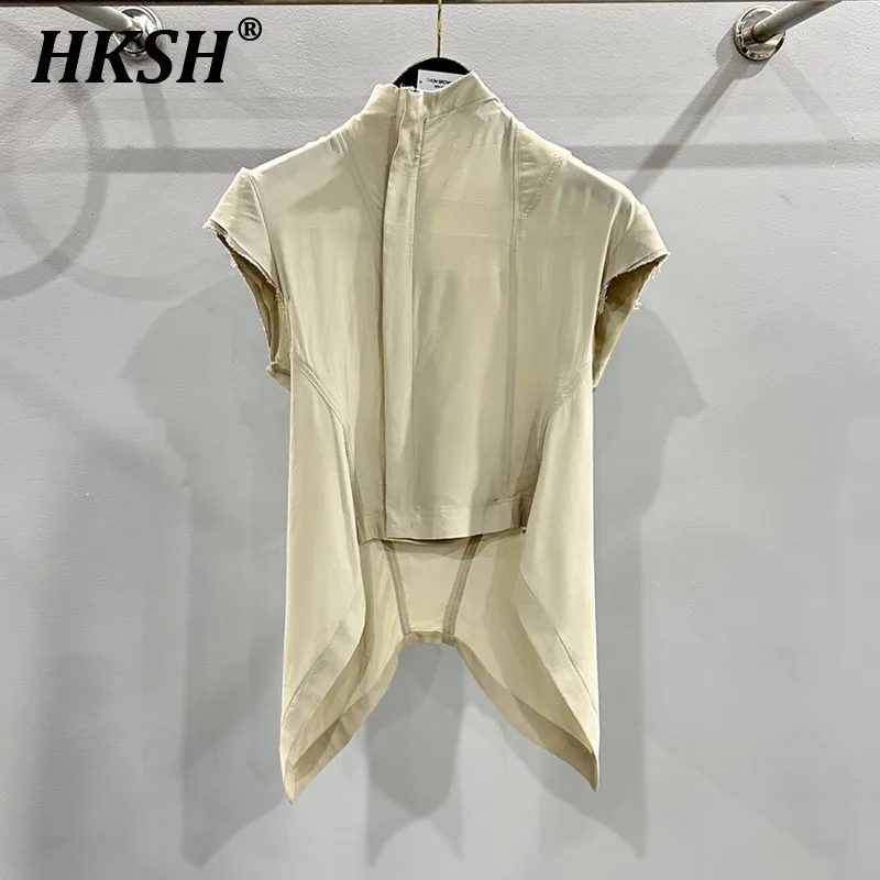 HKSH Summer New Men\'s Tide Dark Waistcoat Women\'s Light Luxury Thin Fabric Zipper Sleeveless Swallowtail Jacket Chic Vest HK1966