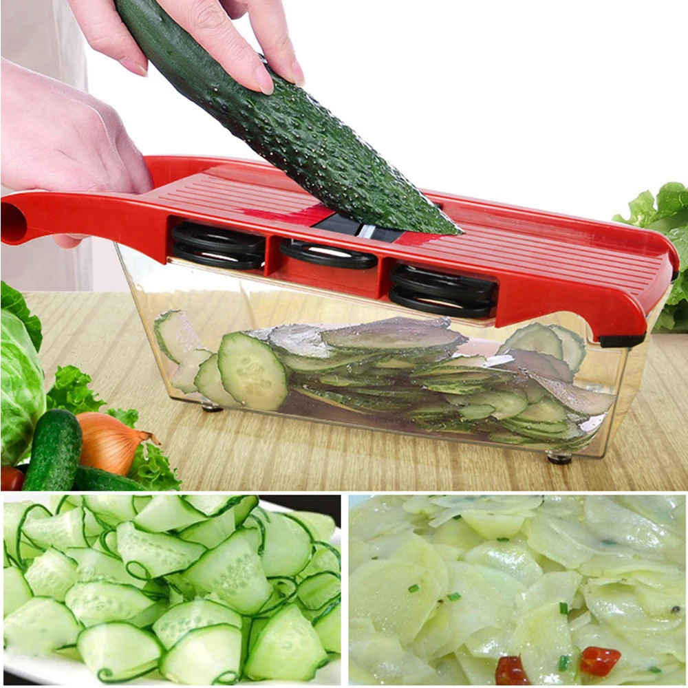 HILIFE, rebanador de 6 hojas, rallador, cortador de frutas multifunción, juegos de herramientas de cocina, utensilio de cocina, rebanador de mandolina vegetal