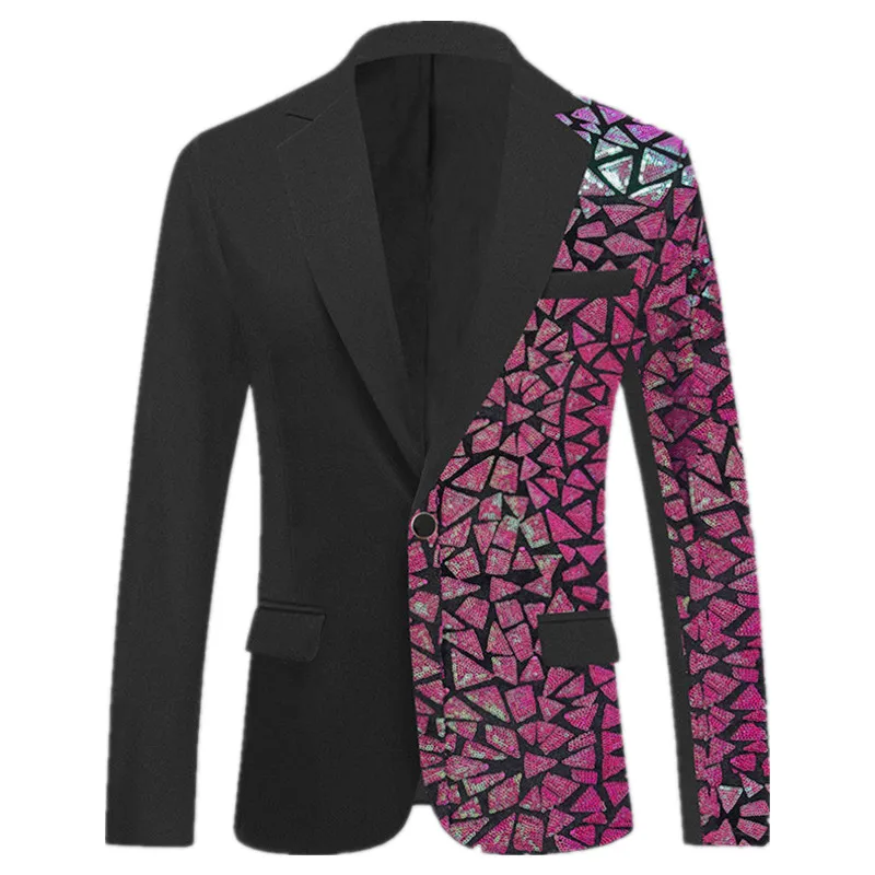 

Men's Singer Host Glitter Sequins Suit Jacket Pink Purple Blue Gold Sequined Formal Slim Fit Coat Wedding Party Blazer Tuxedo