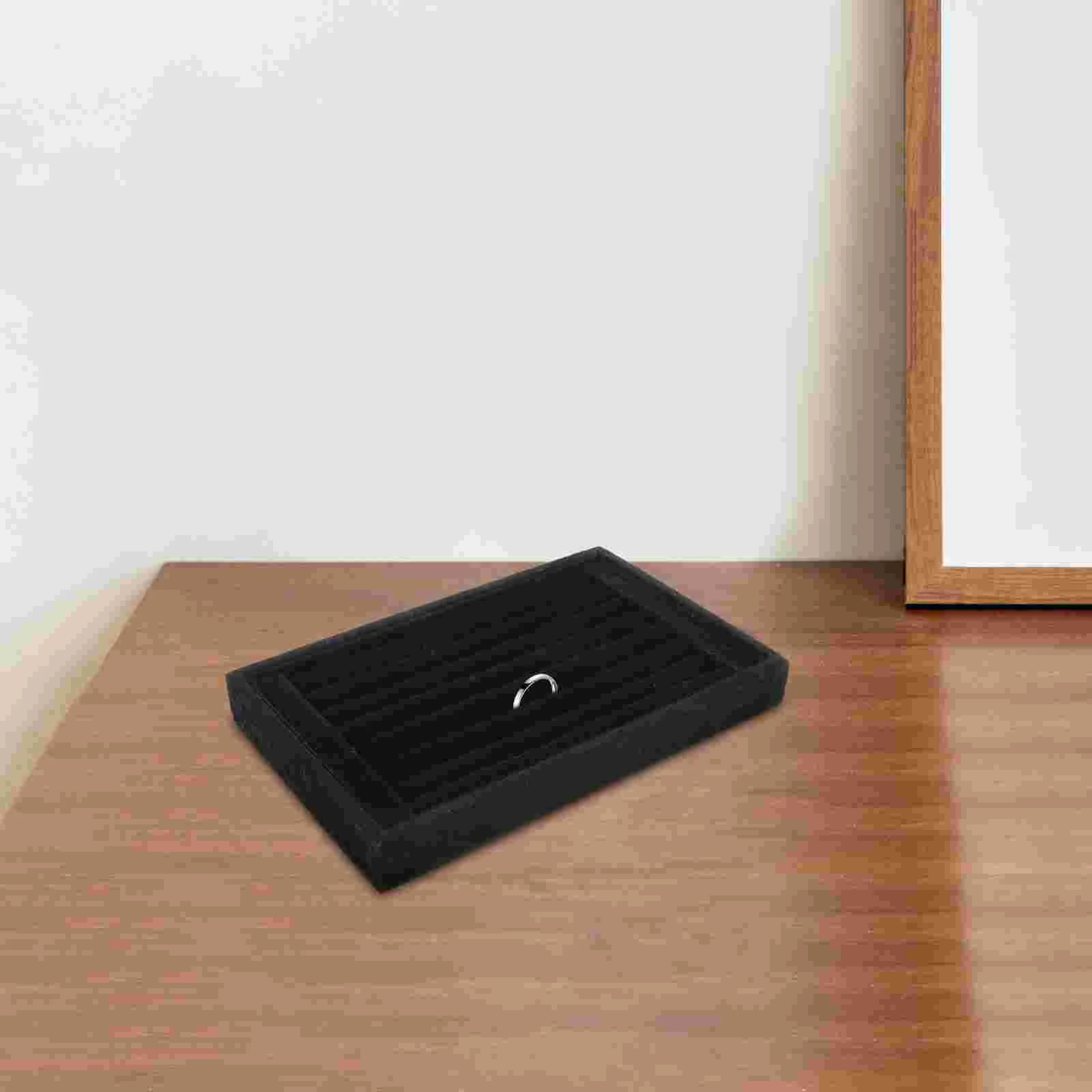  2 Pcs Ring Tray Earrings Storage Small Jewelry Holder Black for Jewellery Display