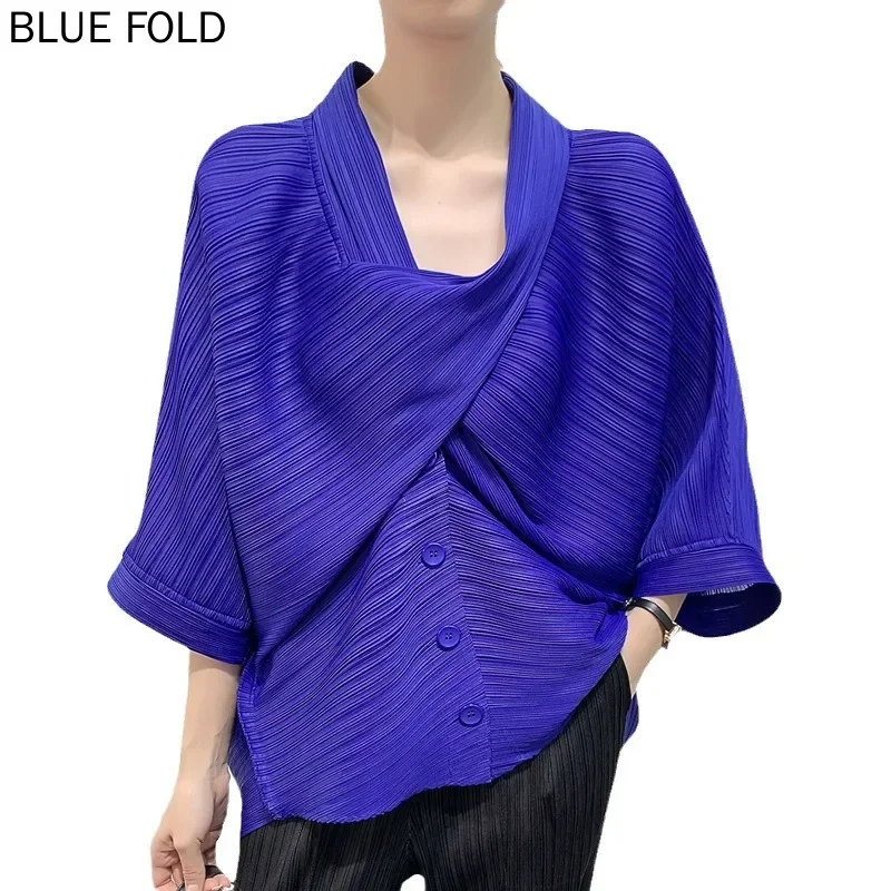 MIYAKE PLEATS レディース プリーツ ショートコート ゆったり カジュアル 七分袖 スカーフ襟 デザイン 春夏 トップス