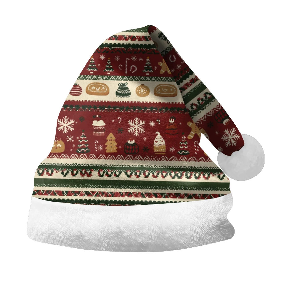 Fashionable winter Christmas hat with multiple patterns and horizontal printing for daily warmth and comfort