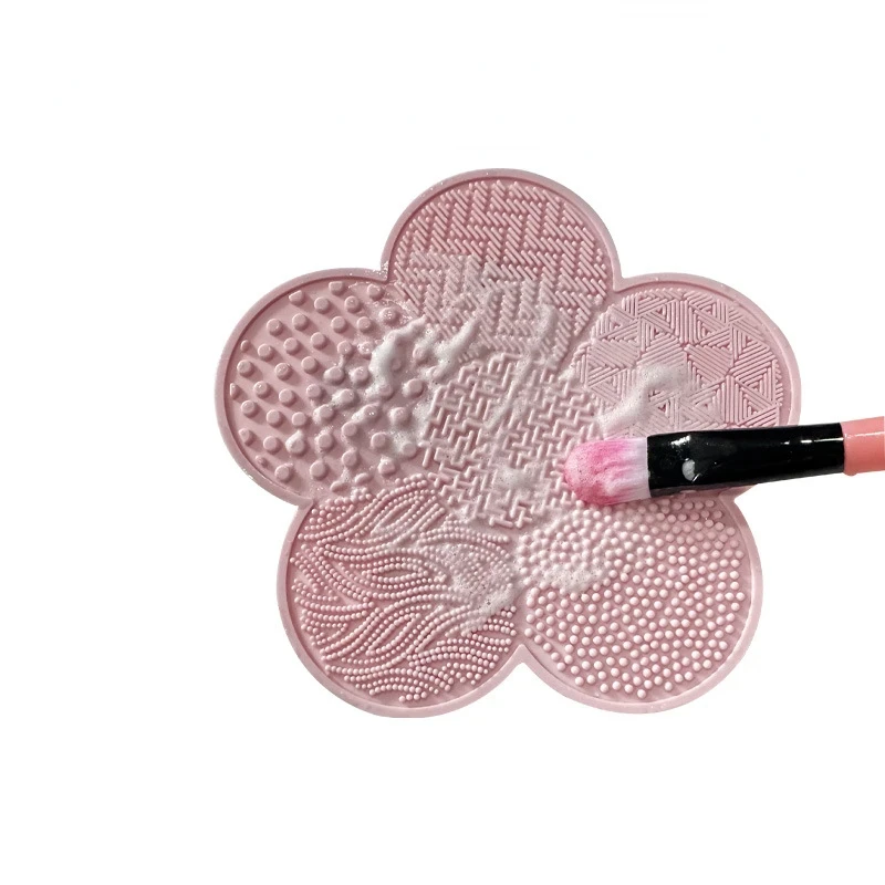 Silicone wash pad para lavar ameixa flor, pincéis de maquiagem, ferramentas de beleza, sucção, fundação cosmética