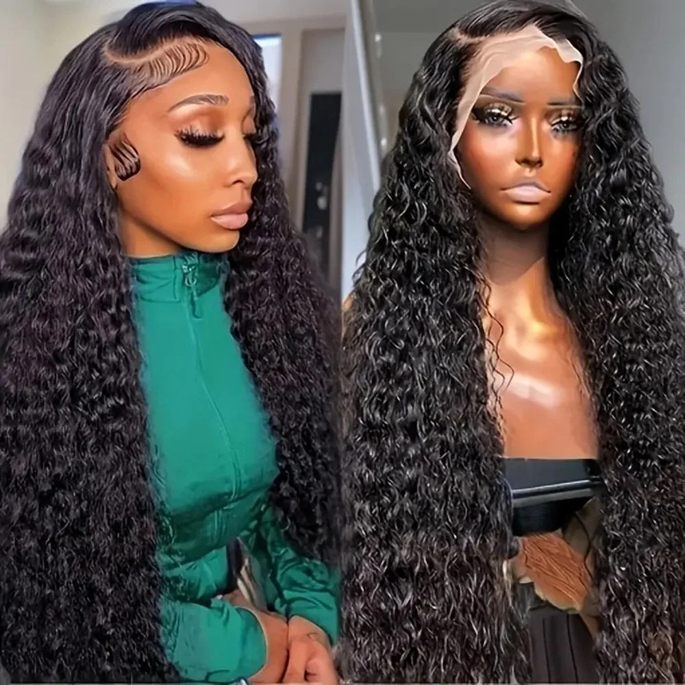 

Natural Black Color 5x5 13x4 13x6 Lace Frontal Wig Deep Wave 200 Density Human Hair Pre Plucked Lace Front Wigs For Women