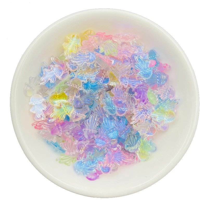 100 Pcs New Mini Cartoon Shiny Marine Jellyfish Resin Scrapbook Rhinestones 3D For DIY Manicure Accessories Decorations A48