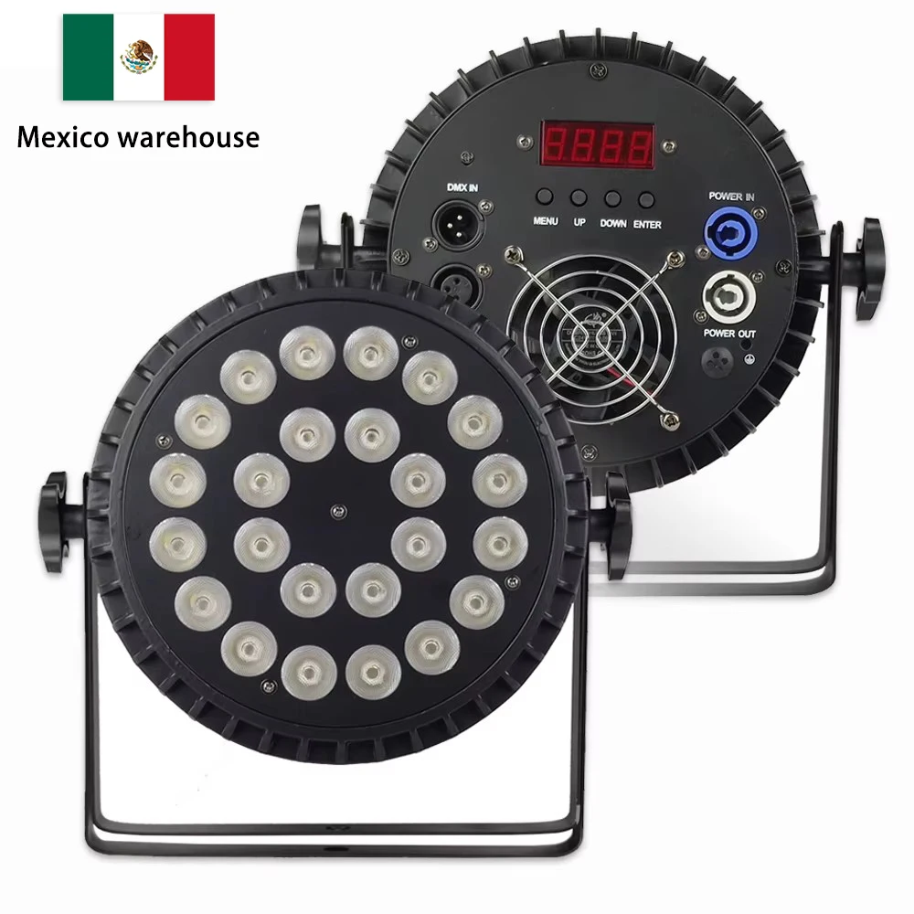 

Aluminum Led Par 24x18W RGBWA UV 6in1 Led Light Flat Par Light Stage DMX512 DJ Lights VU Light