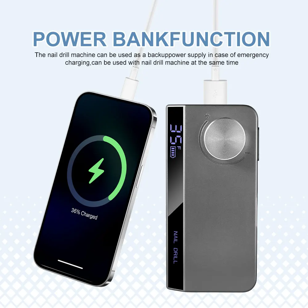 35000RPM Electric Nail Drill Machine Professional Nail Drills for Gel Nails Polish Rechargeable Portable Nail File Manicure Tool