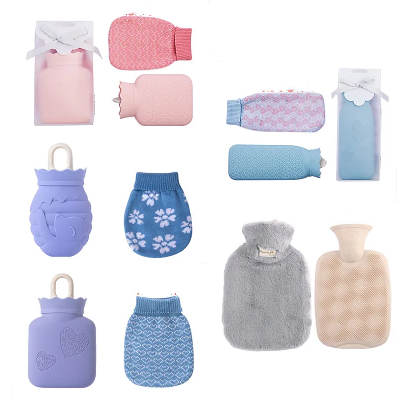 Microwave Heating Silicone Hot Water Bottle Bag with Knit Cover,Hot & Cold Therapies Back pain - Gift for Parents,Xmas