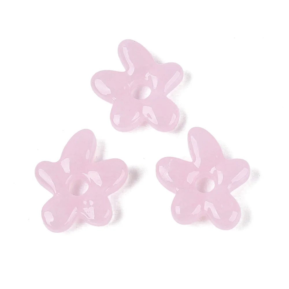 PandaHall 100 Stück handgefertigte Lampwork-Blumenperlen, blühendes Blumendesign 18-18,5x17-17,5x4-5mm, 3-4mm Loch für Schmuckherstellung – Detail 38