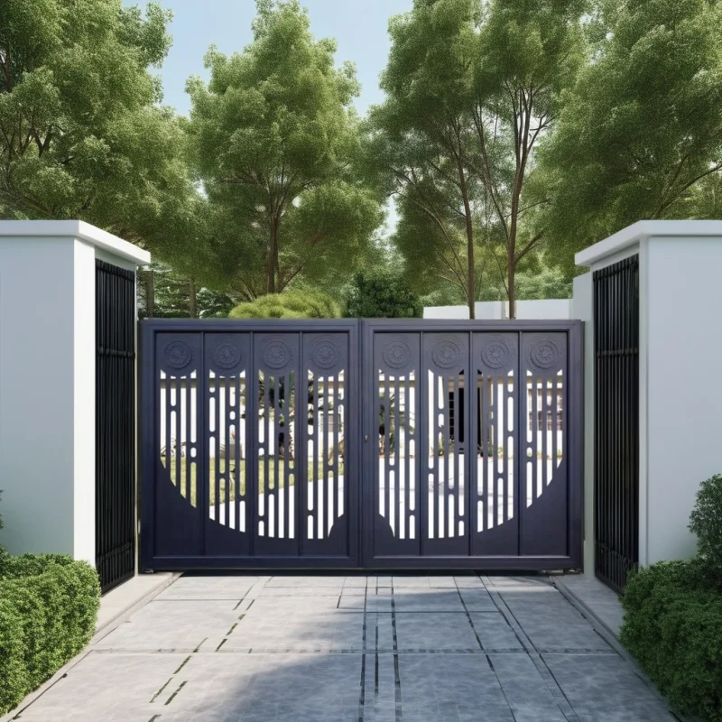custom.Customized Design Aluminum Entrance Door Garden Swing Gate Metal Sliding Door with Iron Frame Driveway Fencing Use