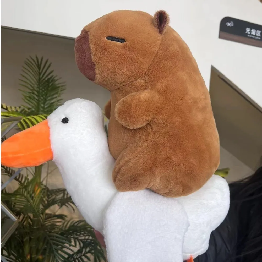 Equitação ganso capivara brinquedo de pelúcia pullable equitação crocodilos capivara anime brinquedo fofo dos desenhos animados interessante capivara boneca de pelúcia