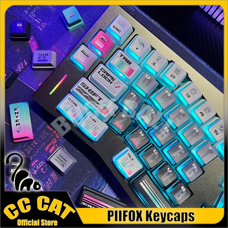 Piifox Nuclear Power Keycaps Mechanical Keyboard Keycaps 129key 5face Sublimation Standard Cross Hole Pbt Gaming Keyboard Keycap