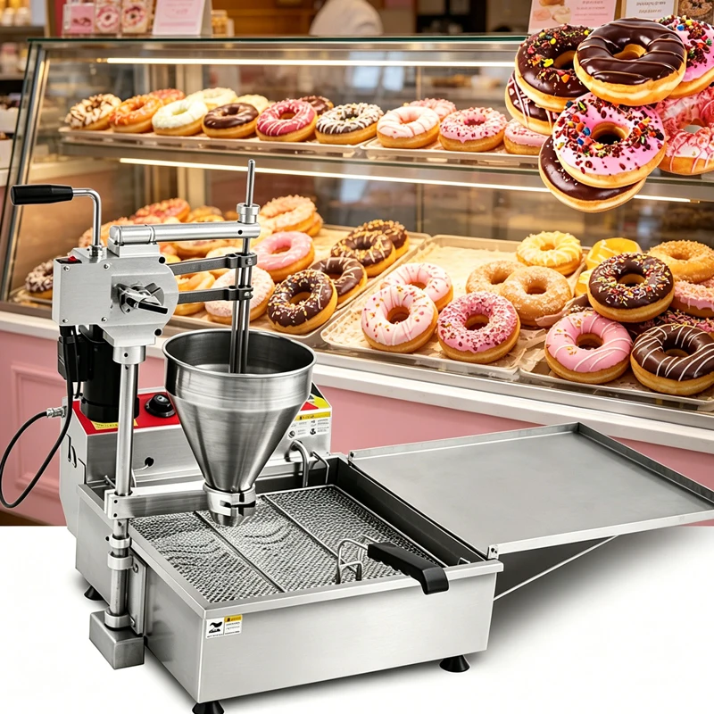 Small Multifunctional Stainless Steel Donut Making Machine Deep Fried Donut Maker for Kitchen Home Use