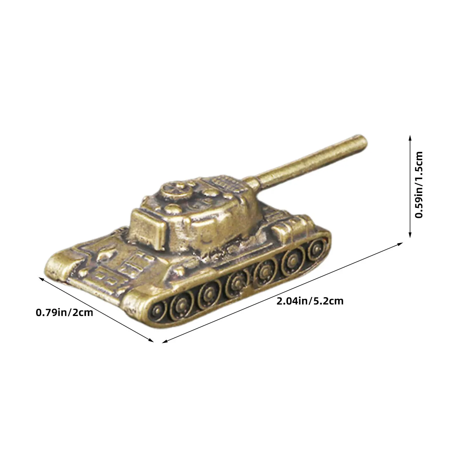 Solid Brass Vintage Tank Sculpture Copper Miniature Desktop Military Office Bookshelf Decoration