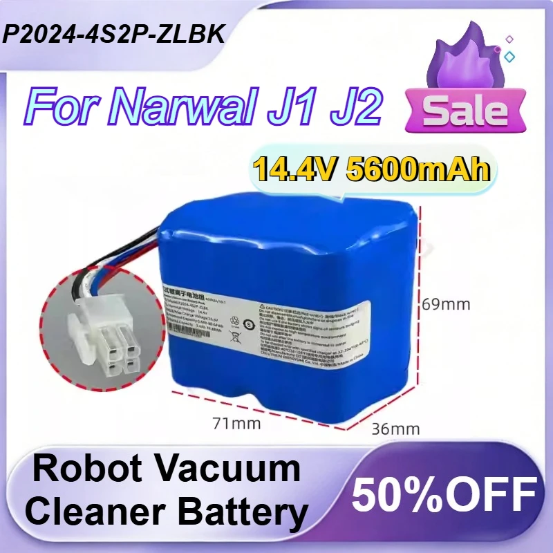 

P2024-4S2P-ZLBK 14.4V 5600mAh Robot Vacuum Cleaner Battery for Narwal J1 J2