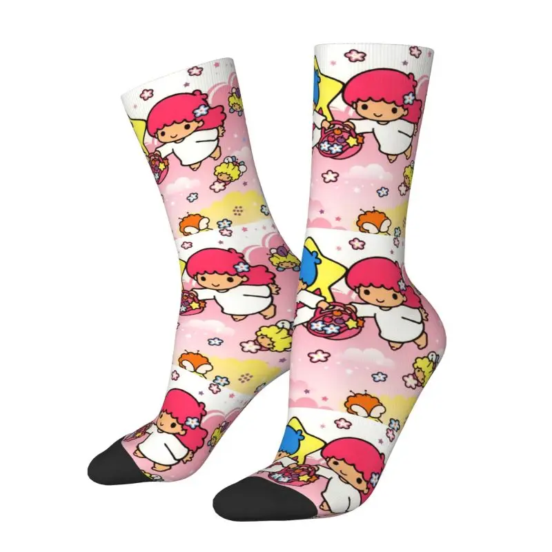 Custom Fashion Print Little Twin Stars Sanrio Cartoon Kiki Lala Socks for Men Women Stretch Summer Autumn Winter Crew Socks