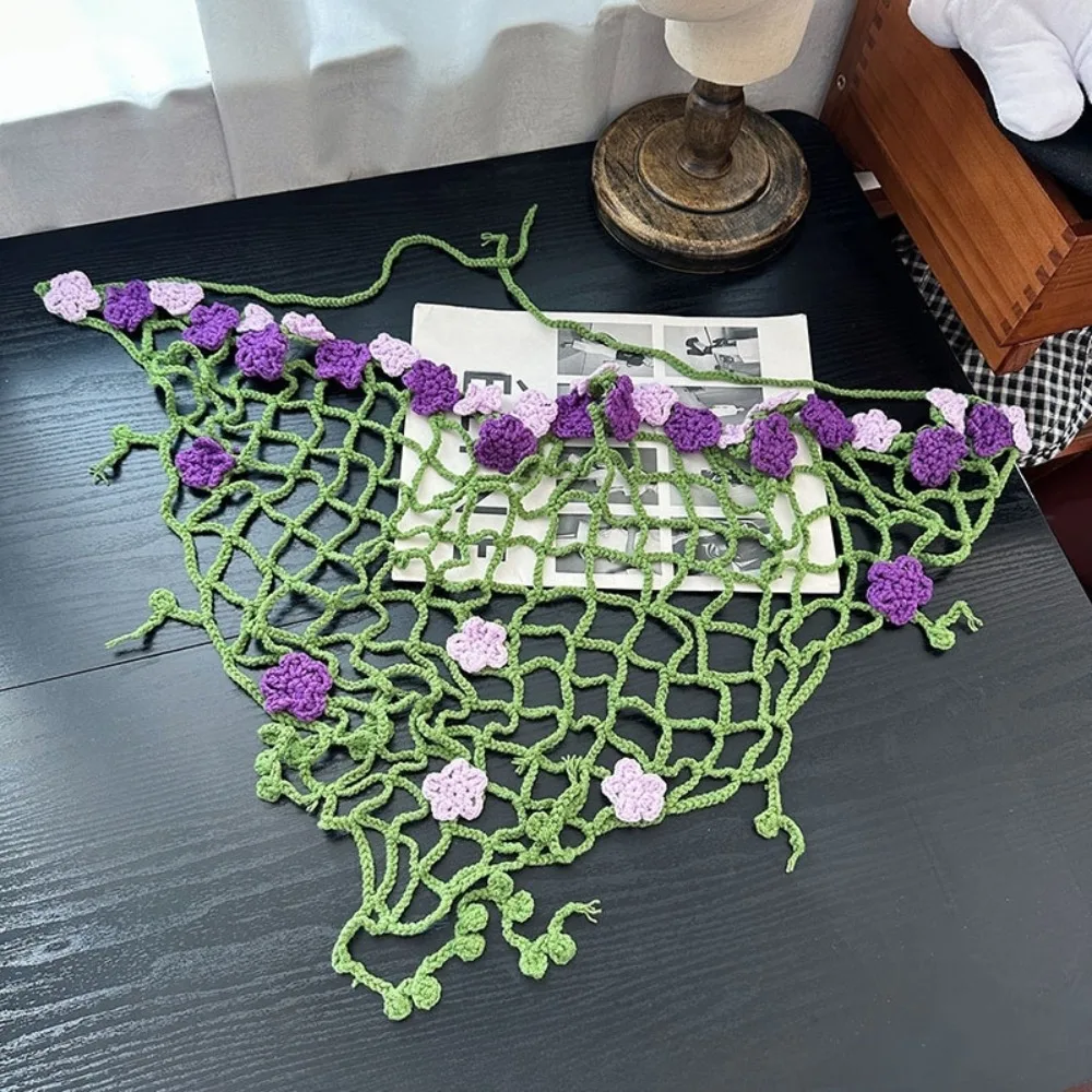 النمط الرعوي محبوك زهرة الخصر سلسلة هيرباند أنيقة زهرة الثلاثي الحجاب خمر قلادة طويلة