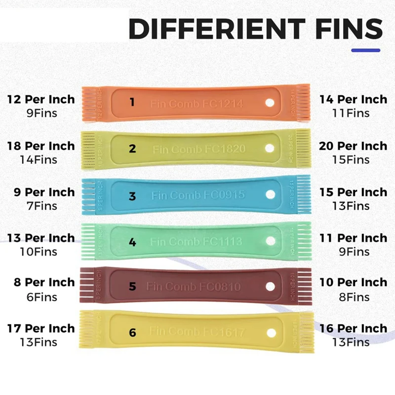 6PCS Air Conditioning Brush Tool, Steel AC Evaporator Comb, Radiator Condenser Fin Comb, FCR6 Fin Comb Tool Durable