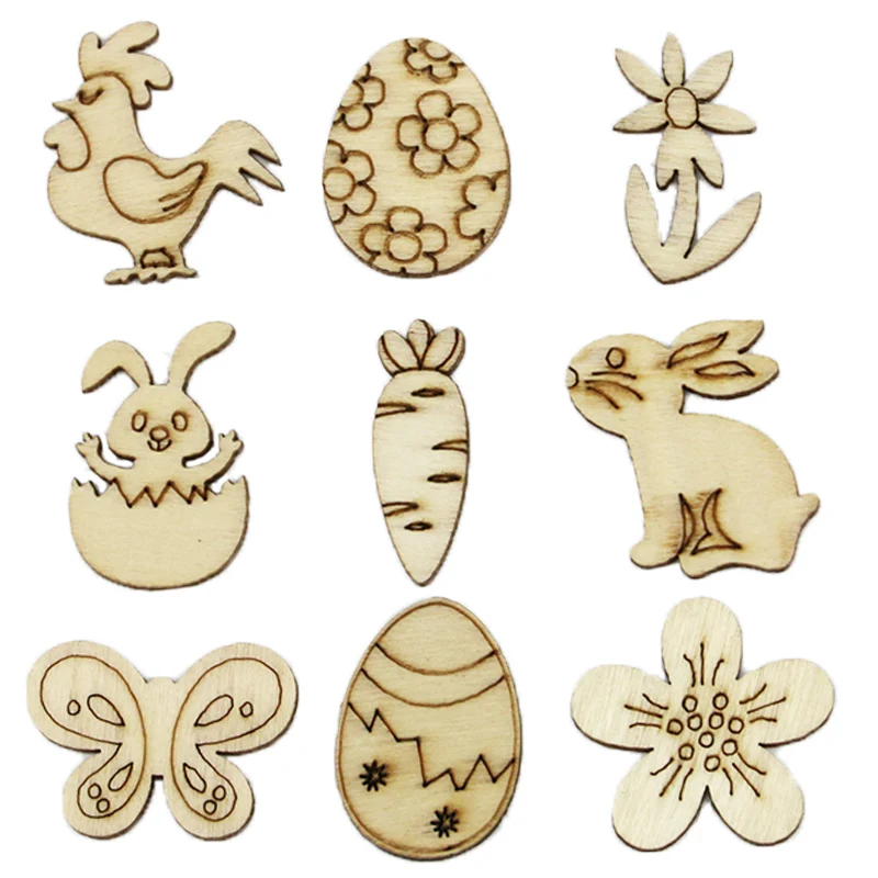 

(50 Pieces/bag) 1.1-3 Cm Easter Wooden Decoration Small Fragments Festive Theme Celebration