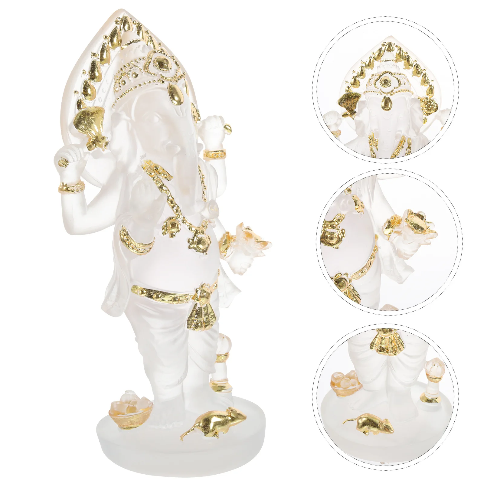 

1pc Ganesha Statue Resin Luck God Sculpture Home Decoration Desktop Ornament Hindu Temple Crafts Elephant Gift